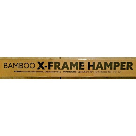 Collapsible Bamboo X-Frame Hamper Slim & Compact for Storage, Stable Open, Bliss - Picture 3 of 3